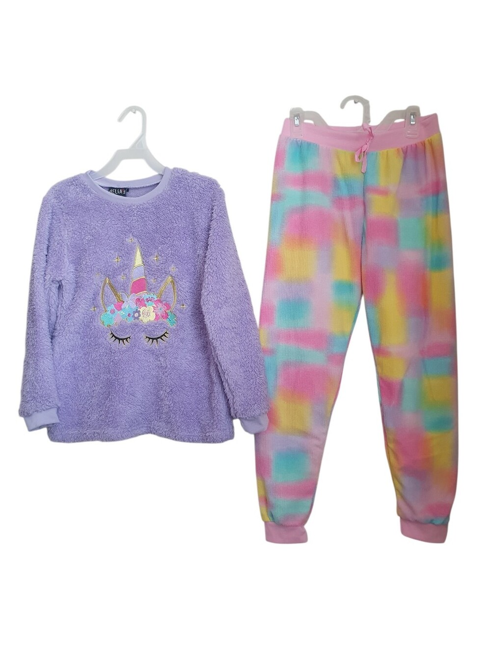 Delia's 2-Piece Girls Size 10-12 Fluffy Top & Super Soft Plush Pants Pajama Set